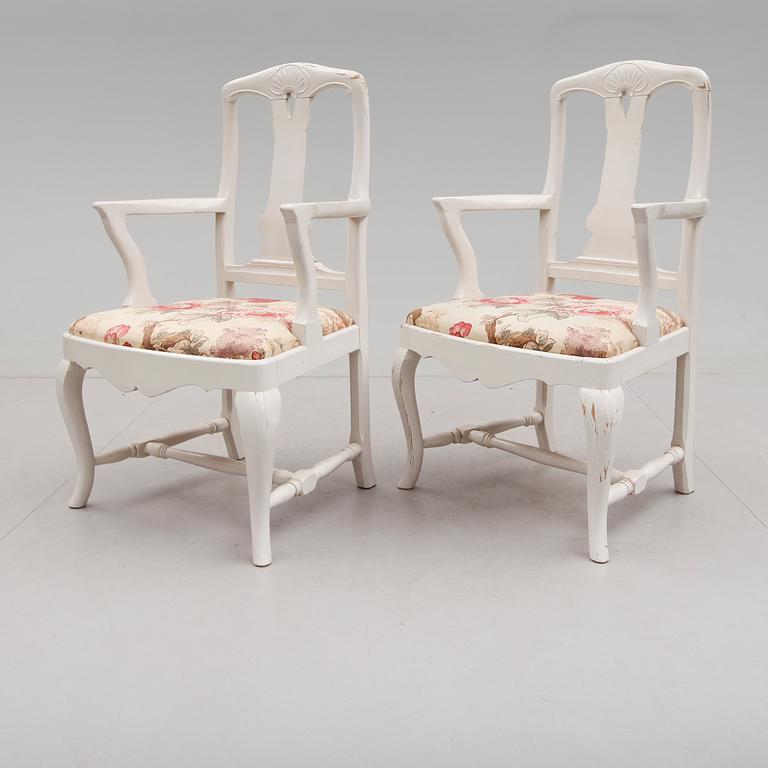 KARMSTOLAR, 1 par, rokokostil, 1800-/1900-tal.
