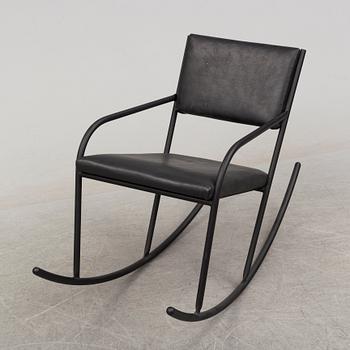 JONAS BOHLIN, a steel and black leather rocking chair, Jonas Bohlin Design AB, Sweden 1997.