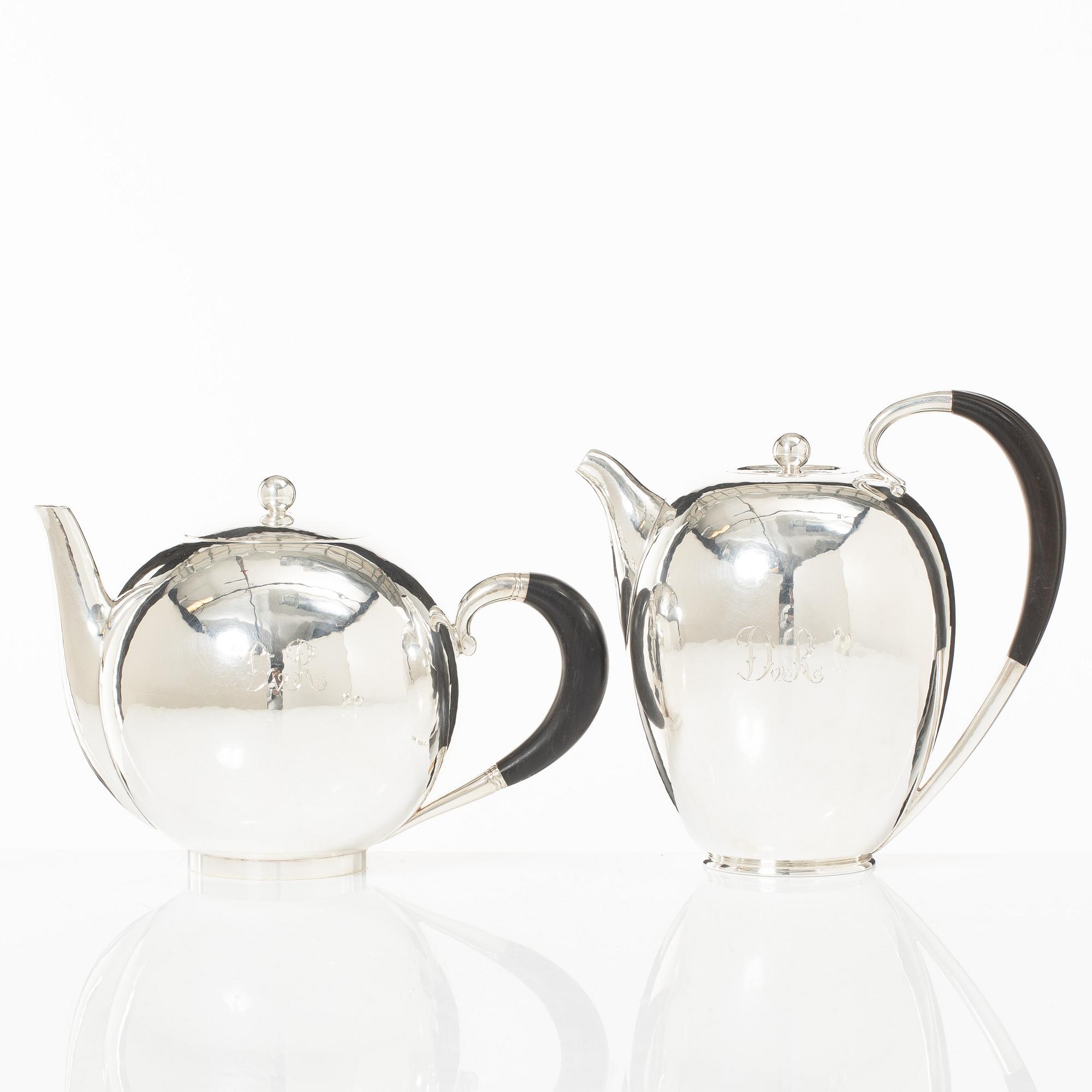 Georg Jensen, a set of four pieces tea and coffee service, sterling silver, design Johan Rohde, 533 and 787, Copenhagen.