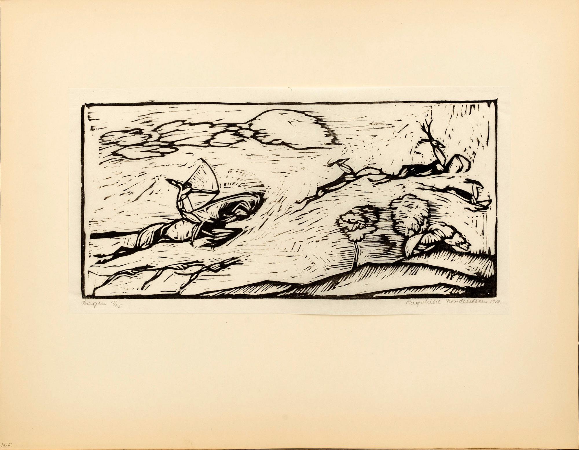 RAGNHILD NORDENSTEN, mapp med 7 träsnitt, signerade 13/25 1918.