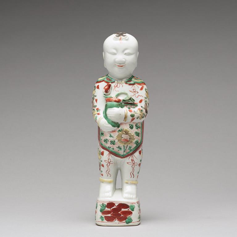 A wucai figure, Qing dynasty, Kangxi (1662-1722).