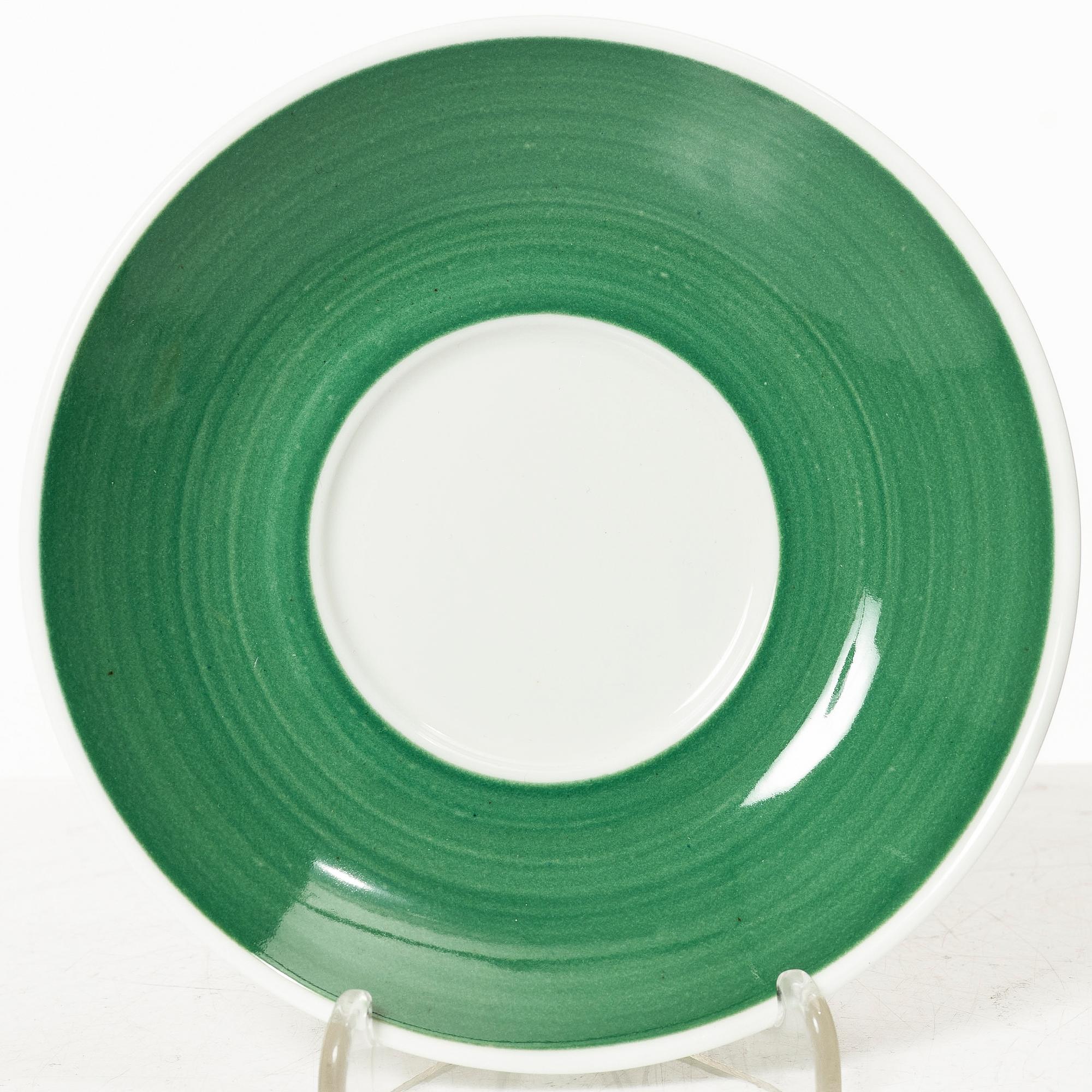 Stig Lindberg, Coffee cups with saucers, 12 pcs, + 2 saucers, "Tahiti", Gustavsberg, 1970s.