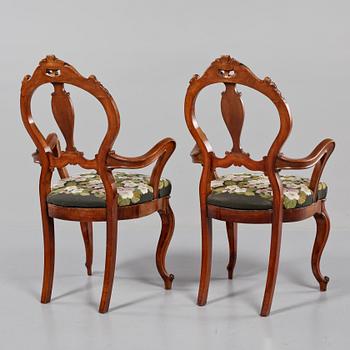 KARMSTOLAR, ett par, nyrokoko, 1800-talets andra hälft.