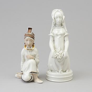 Two Arno Malinowski porcelain figurines, for Royal Copenhagen, Denmark, 1940s.