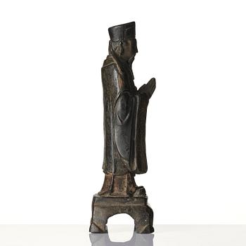 A bronze sculpture of a daoist immortal, Ming dynasty (1368-1644).