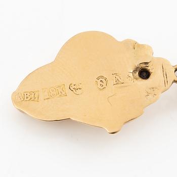A pair of 18K gold earrings.