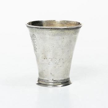 A Swedish silver Baroque beaker, mark of Anders Wibeck, Borås, 1728.