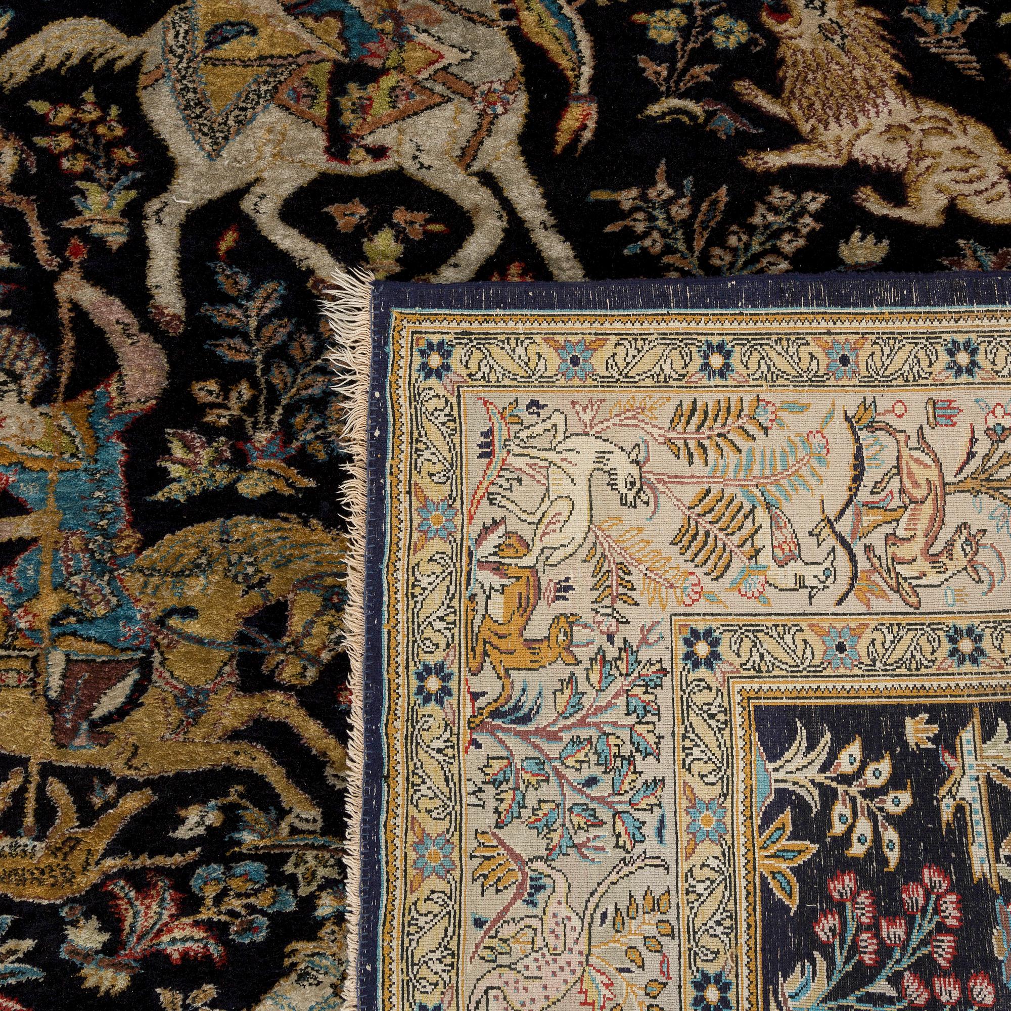 An old sik Ghom carpet ca 210 x 140 cm.