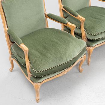 Armchairs, a pair, Rococo style, second half of the 20th century.