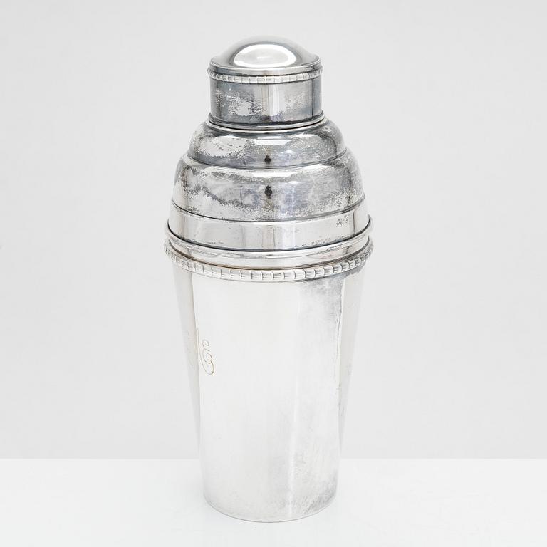 Cocktailshaker med sil, silver, Finlands Guldsmeds ab, Åbo 1936.