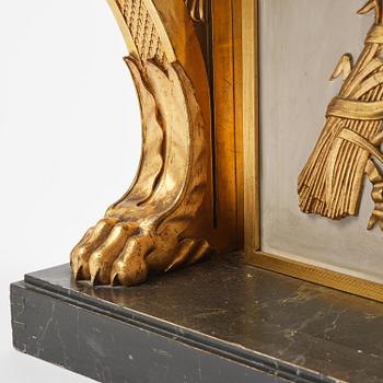 An Empire giltwood and gesso console table by P.G. Bylander (master in Gothenburg 1811-58).