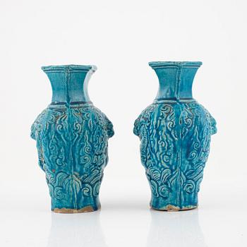 A pair of earthenware vases, late Ming dynasty (1368-1644).