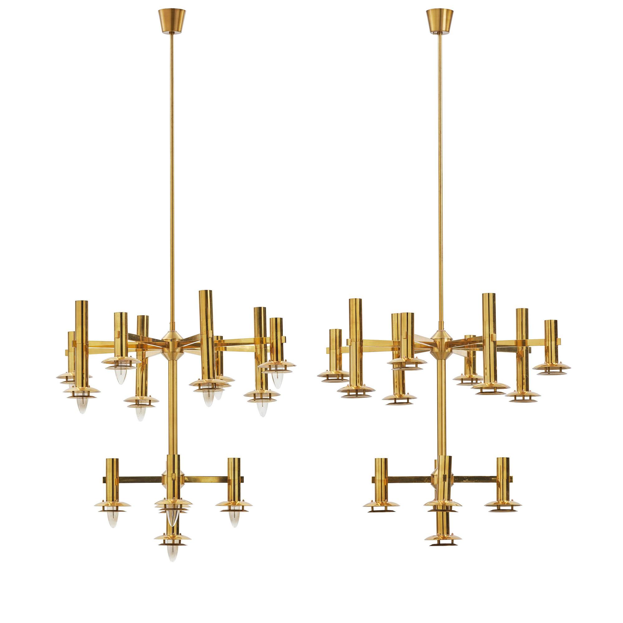 Holger Johansson, an imposing pair of ceiling lamps, Westal, Bankeryd, 1970s.