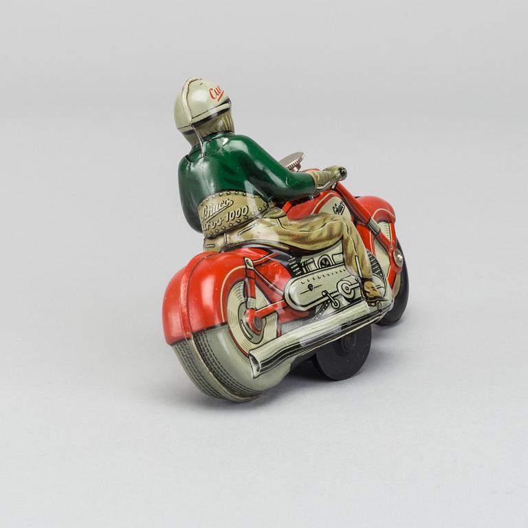 SCHUCO, motorcykel litograferad plåt, "CURVO 1000" 1940/50-tal.