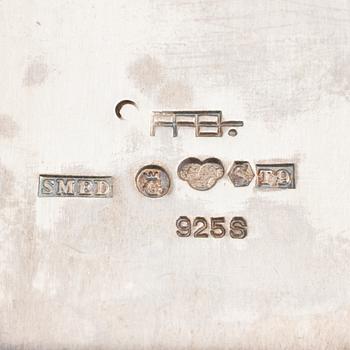 Lars Arby, four pendants with a chain and a neck ring, silver, Gothenburg 1965, 1969, 1976 and 1982.