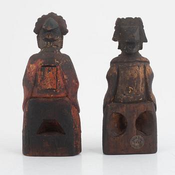 Figuriner, två stycken, trä, Kina, 1800/1900-tal.