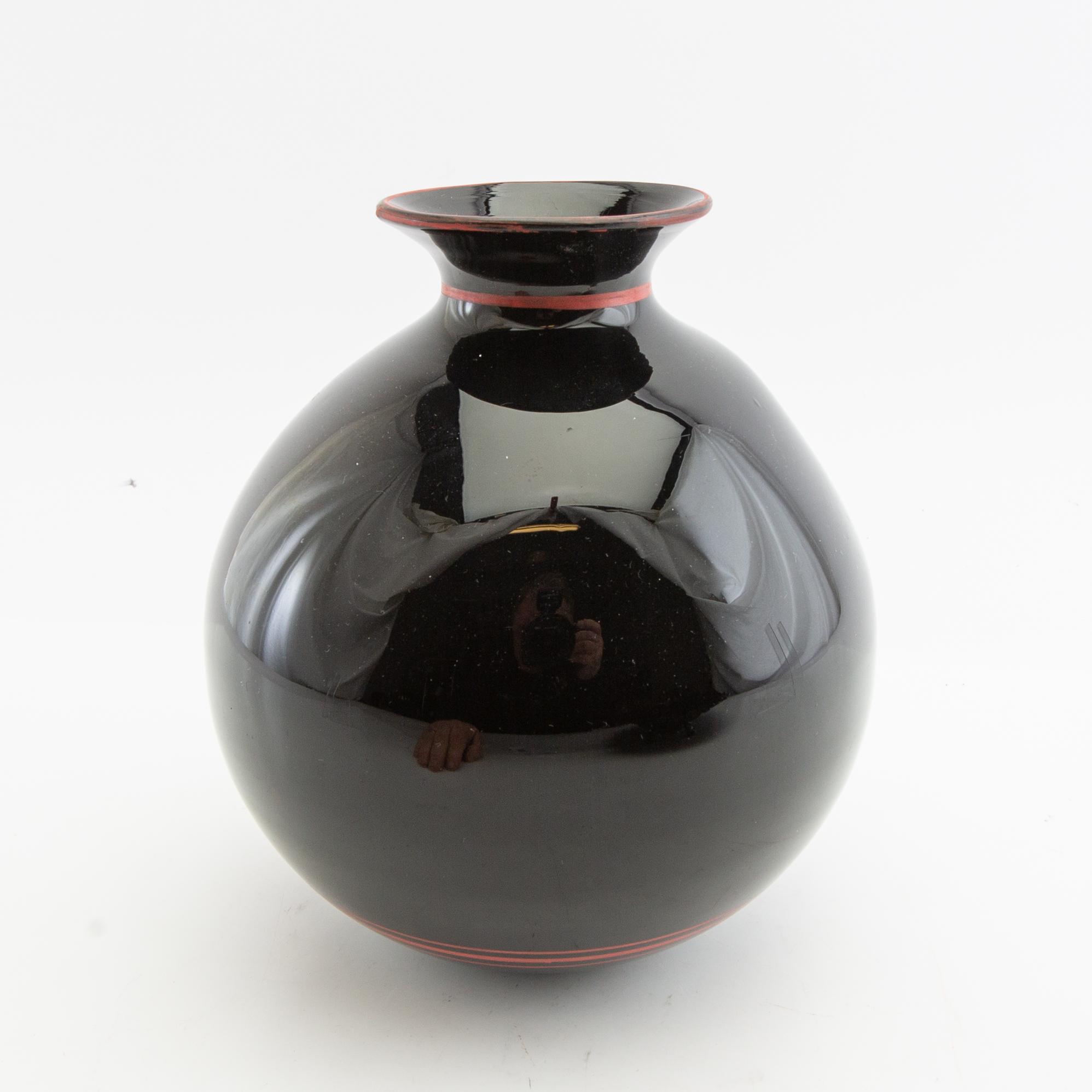 Vase and bowl Åfors 1930s/40s painted glass.