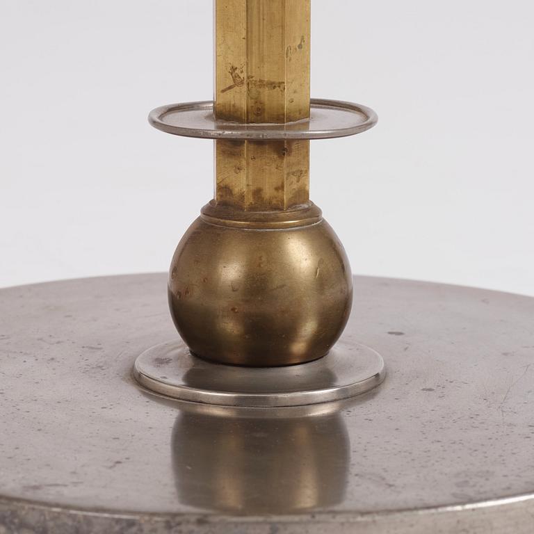 Nils Fougstedt, & Anna Petrus, a rare pewter and brass floor lamp, Svenskt Tenn, Stockholm 1929, model 763 A.