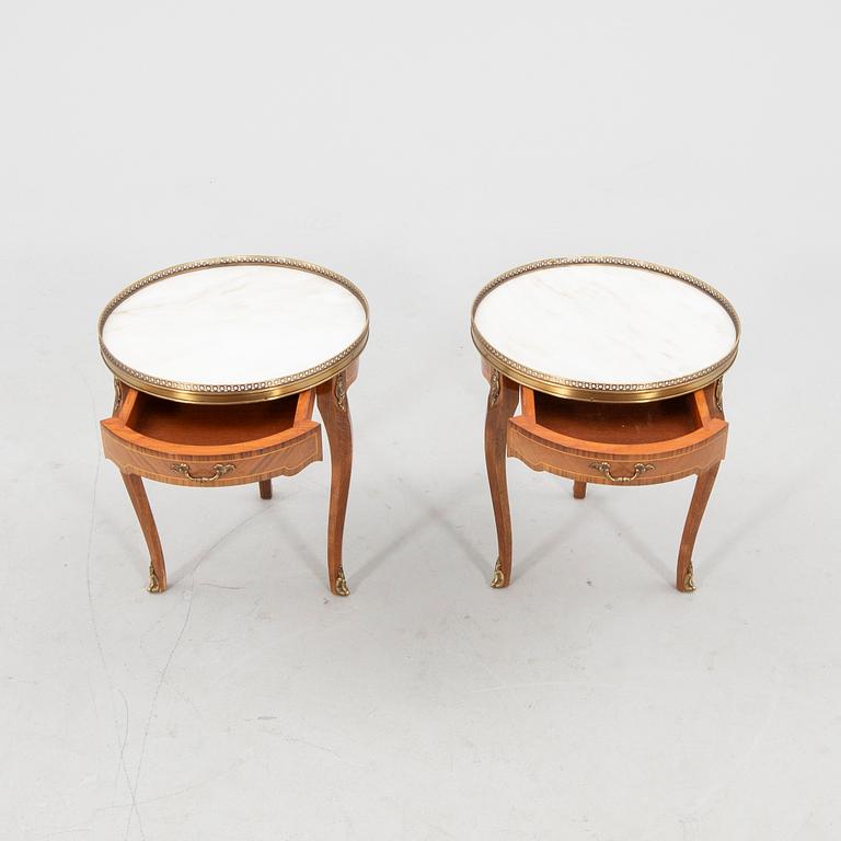 Pair of Louis XV-style side tables, 20th century.