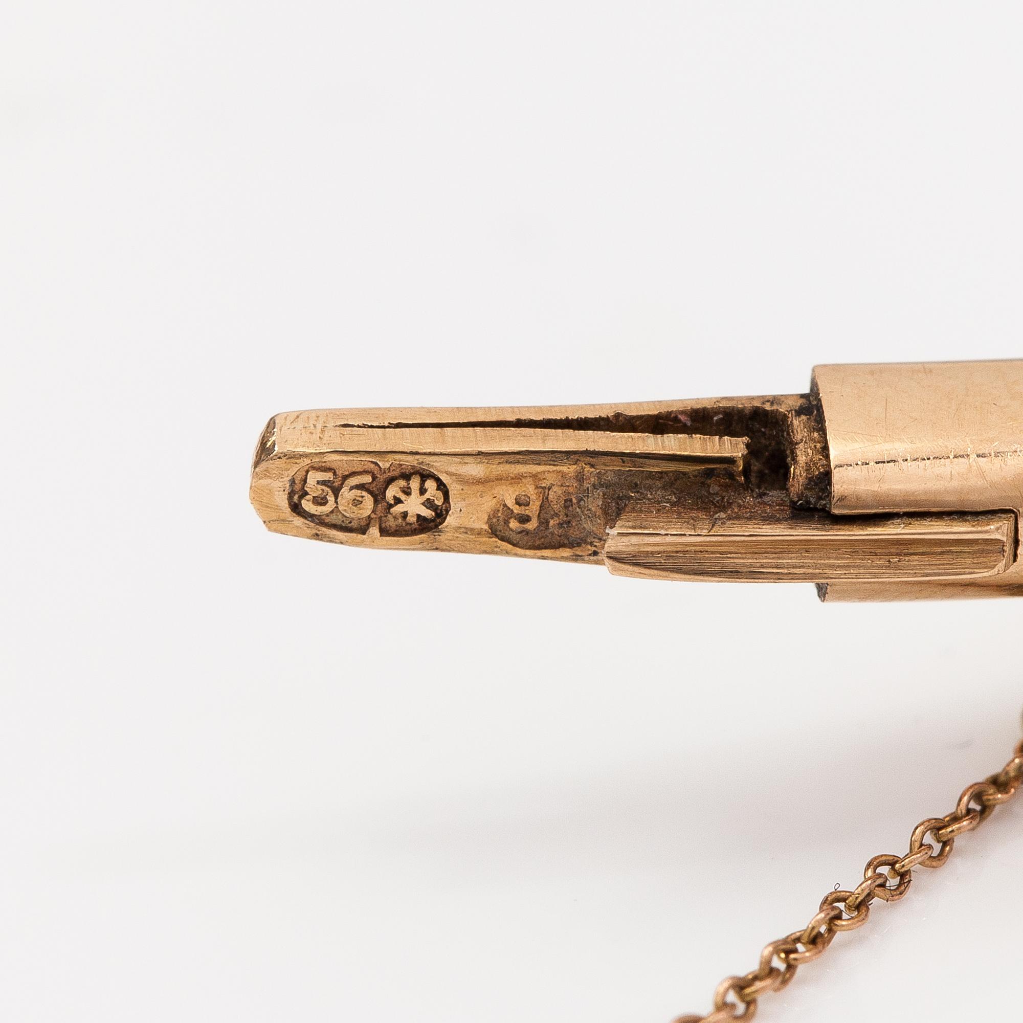 Rannekoru, 14K kultaa, vanhahiottuja timantteja n. 1.45 ct yht. Pietari, vuosisadan vaihde 1800/1900.