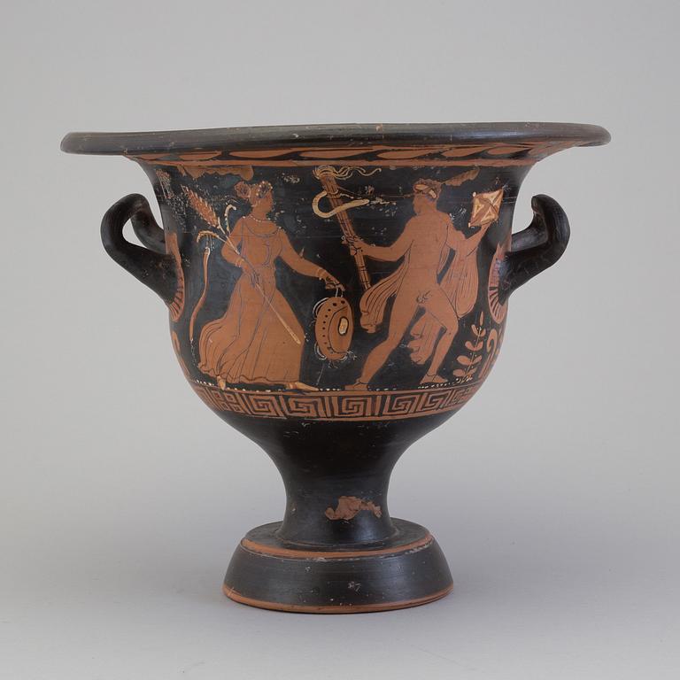 An Apulian red figure bell krater, ca 4th century B.C.