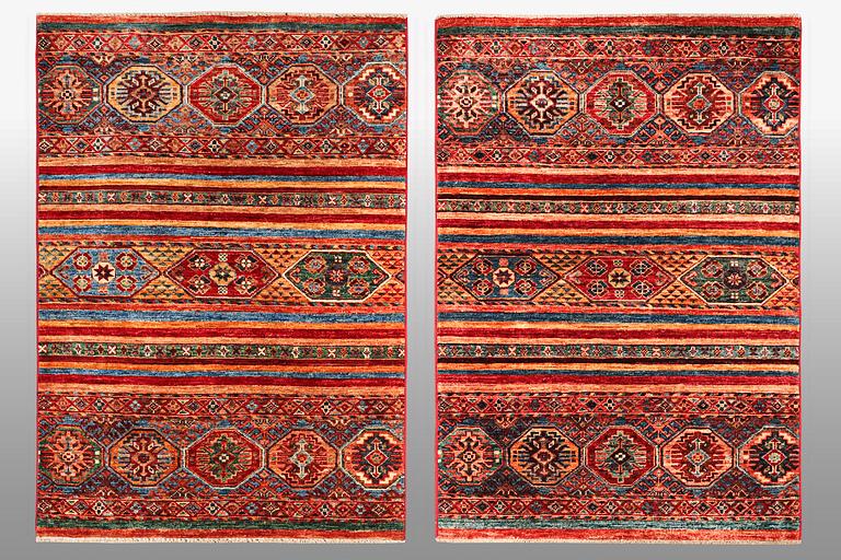 A pair of rugs, Khorjin, ca 128 x 82 cm & ca 123 x 84 cm.
