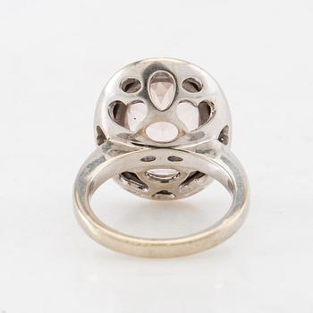 Ring, 14K white gold, morganite and diamonds.