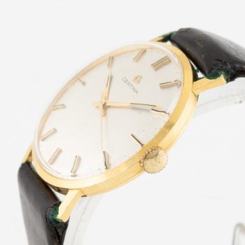 Certina, wristwatch, 18K gold, 34 mm.