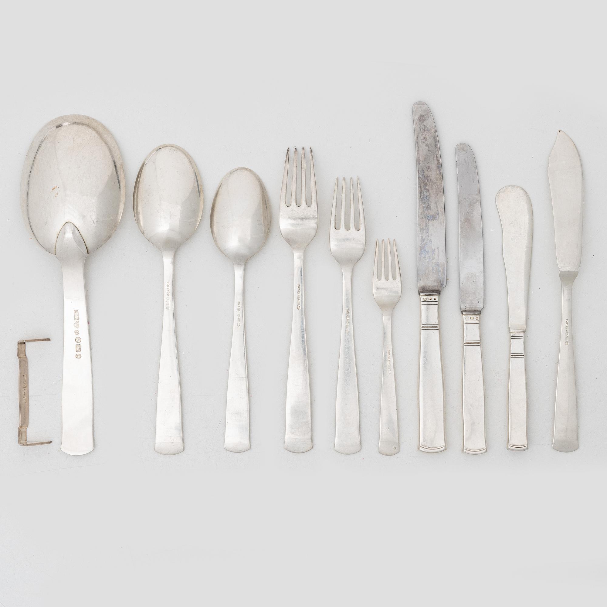 Bestickservis, 103 delar, silver, "Rosenholm", GAB, Stockholm, 1930/40-tal.