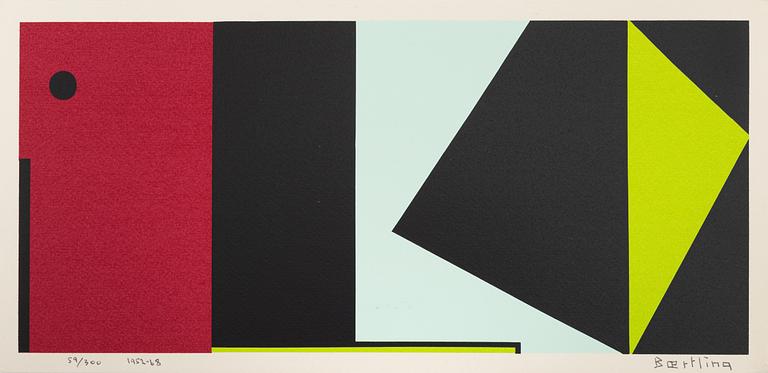 Olle Baertling, silkscreen in colours, 1952-68, signed 59/300.