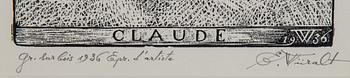 EDUARD WIIRALT, wood engraving, signed "Gr. sur bois 1936 Epr. d'artiste" E. Wiiralt in pencil.