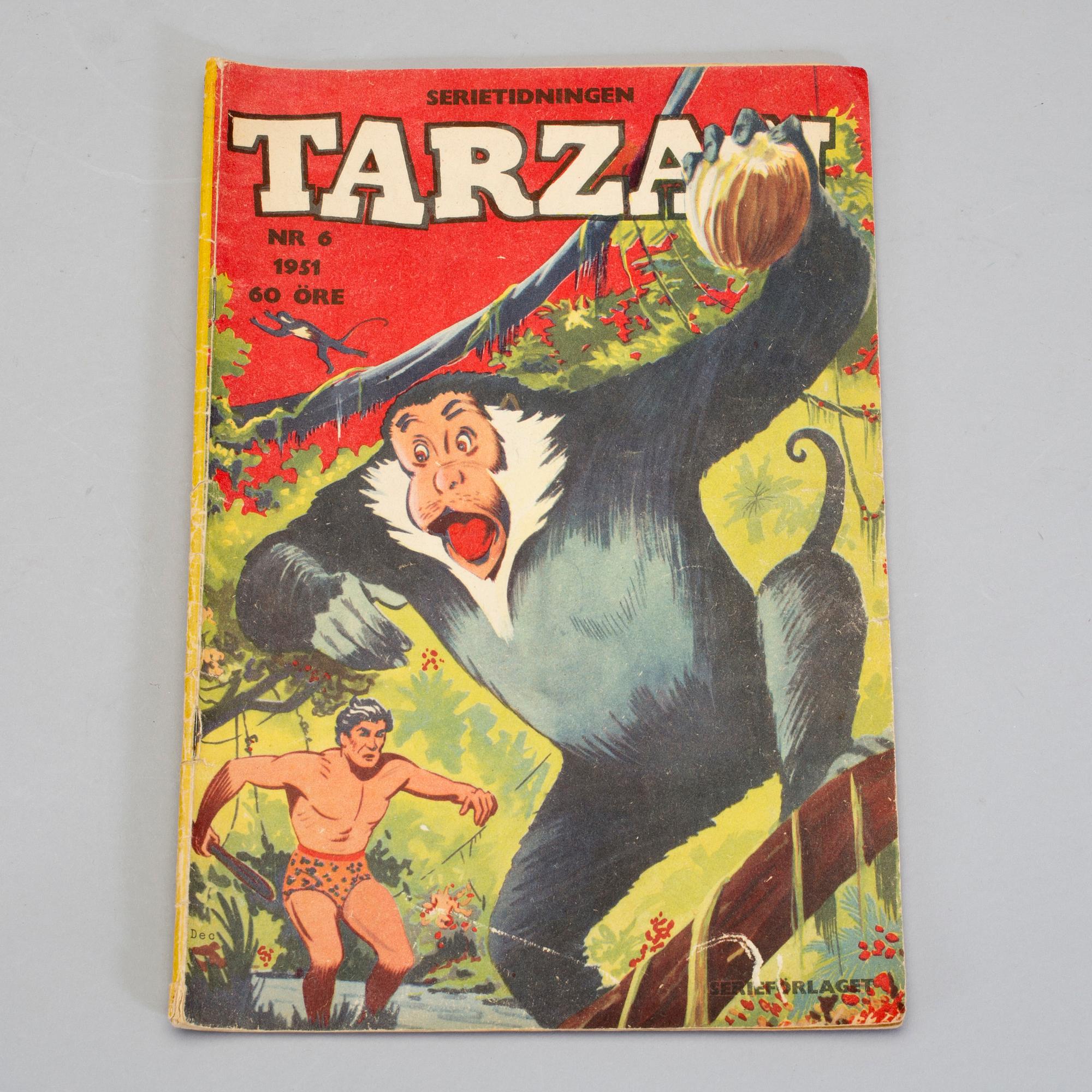 SERIETIDNINGAR, Tarzan, nr 1-4, samt 6, 1951.