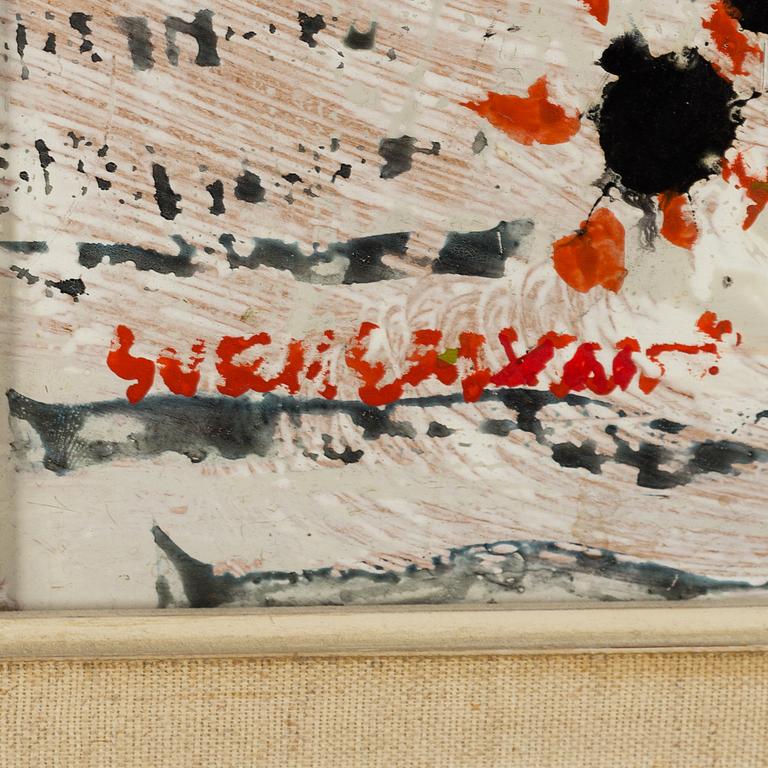 SVEN X:ET ERIXSON, mixed media on masonite, signed Sven Erixson.
