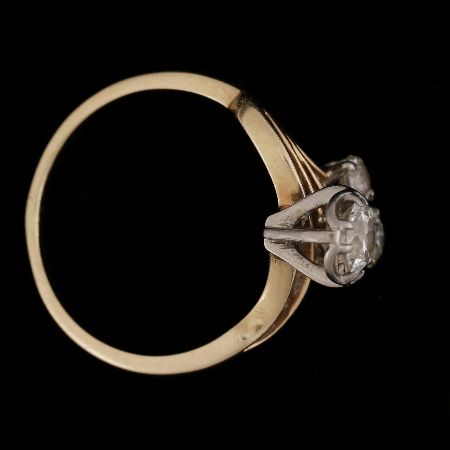 RING, 14k guld med gammalslipade diamanter tot ca1,12ct. Vikt ca4g.