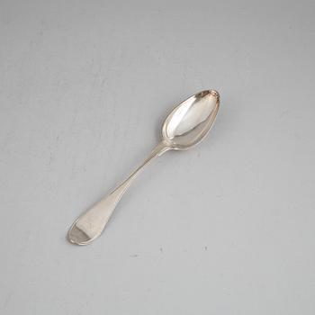 A silver serving spoon by Nils Limnelius, Stockholm, 1800.