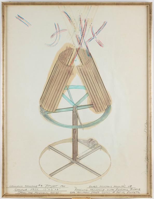 Dennis Oppenheim, DENNIS OPPENHEIM, Mixed media on paper, signed Dennis Oppenheim and dated 1982.