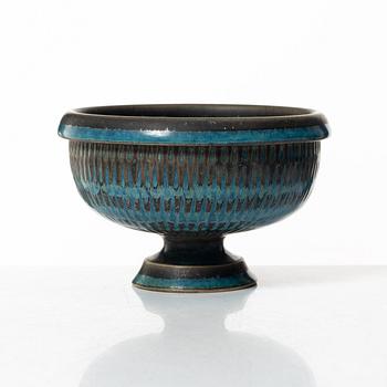 Stig Lindberg, skål på fot, stengods, Gustavsbergs Studio 1964.