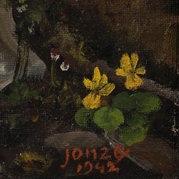 PAUL JONZE, olja på pannå, signerad o daterad-42.