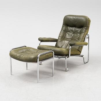 A leather easy chair with ottoman 'Relax', Göte Möbler, Nässjö, 1970/80s.