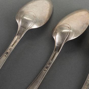 A set of 12 Swedish 19th century silver spoons mark of J Malmstedt Gothenburg 1804, weight ca 780gr.