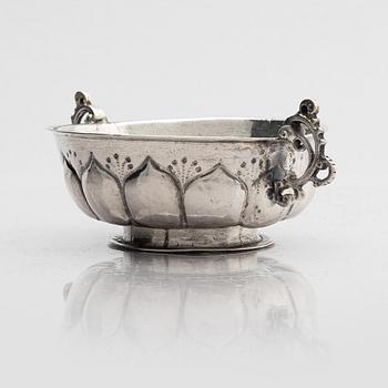 Johan Wallman, brännvinskål, silver, Varberg 1719. Barock.