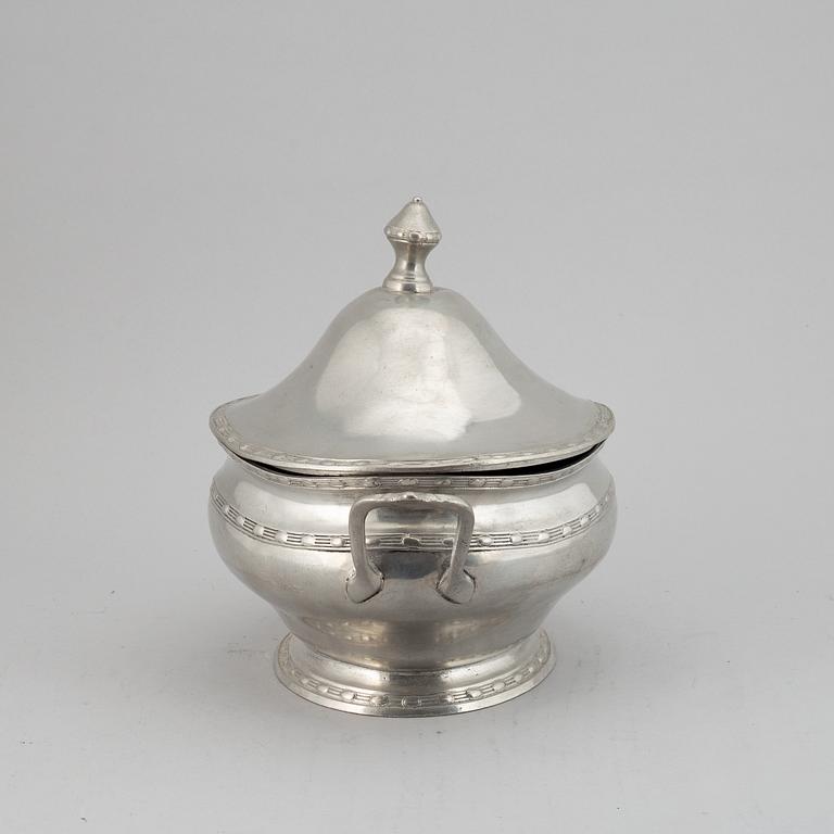 A late Gustavian pewter tureen by C G Malmborg.