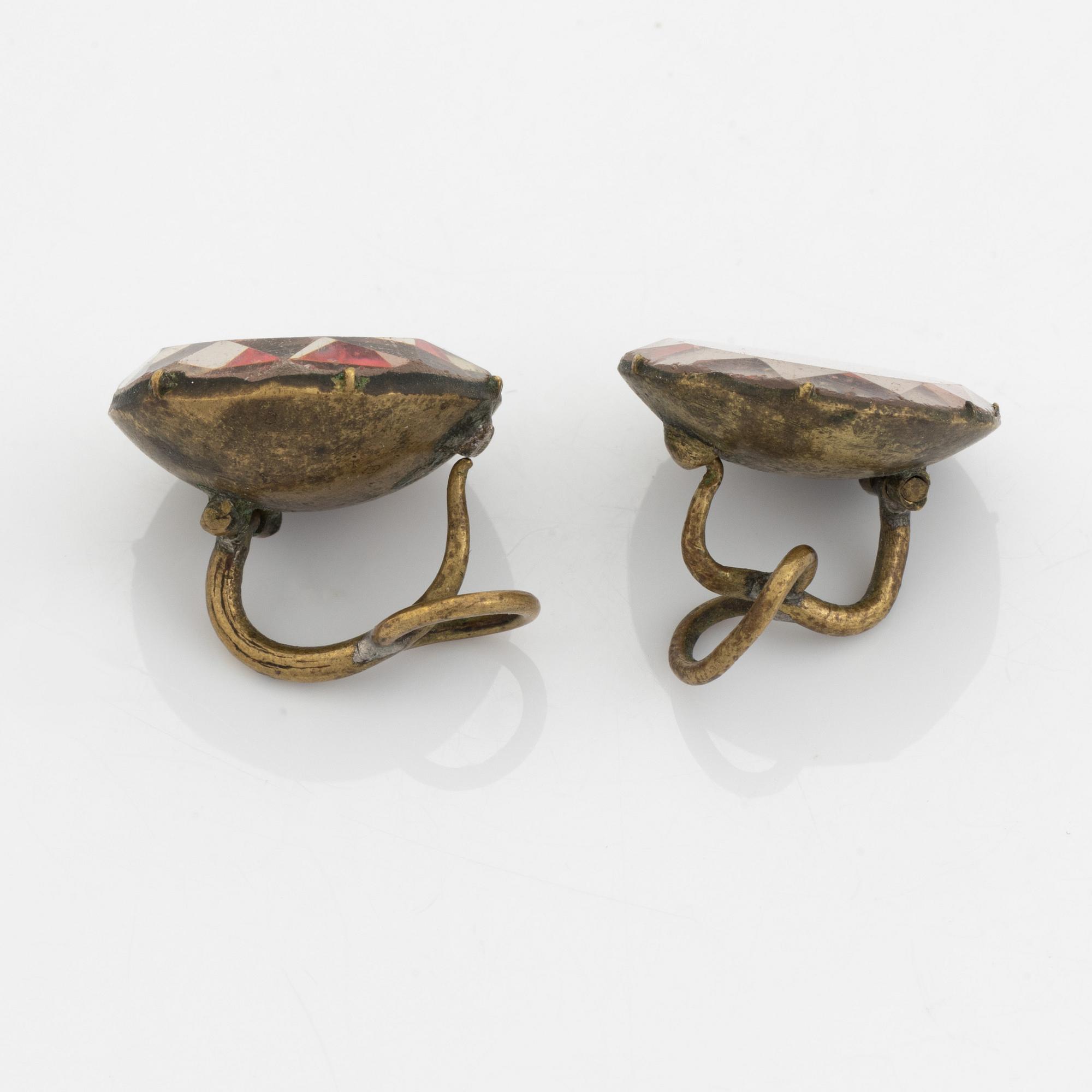Pink paste stone earrings, 1700's.
