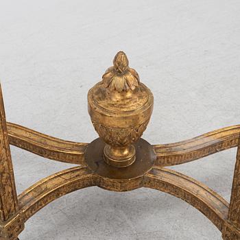 A Gustavian giltwood console, Stockholm, late 18th century.