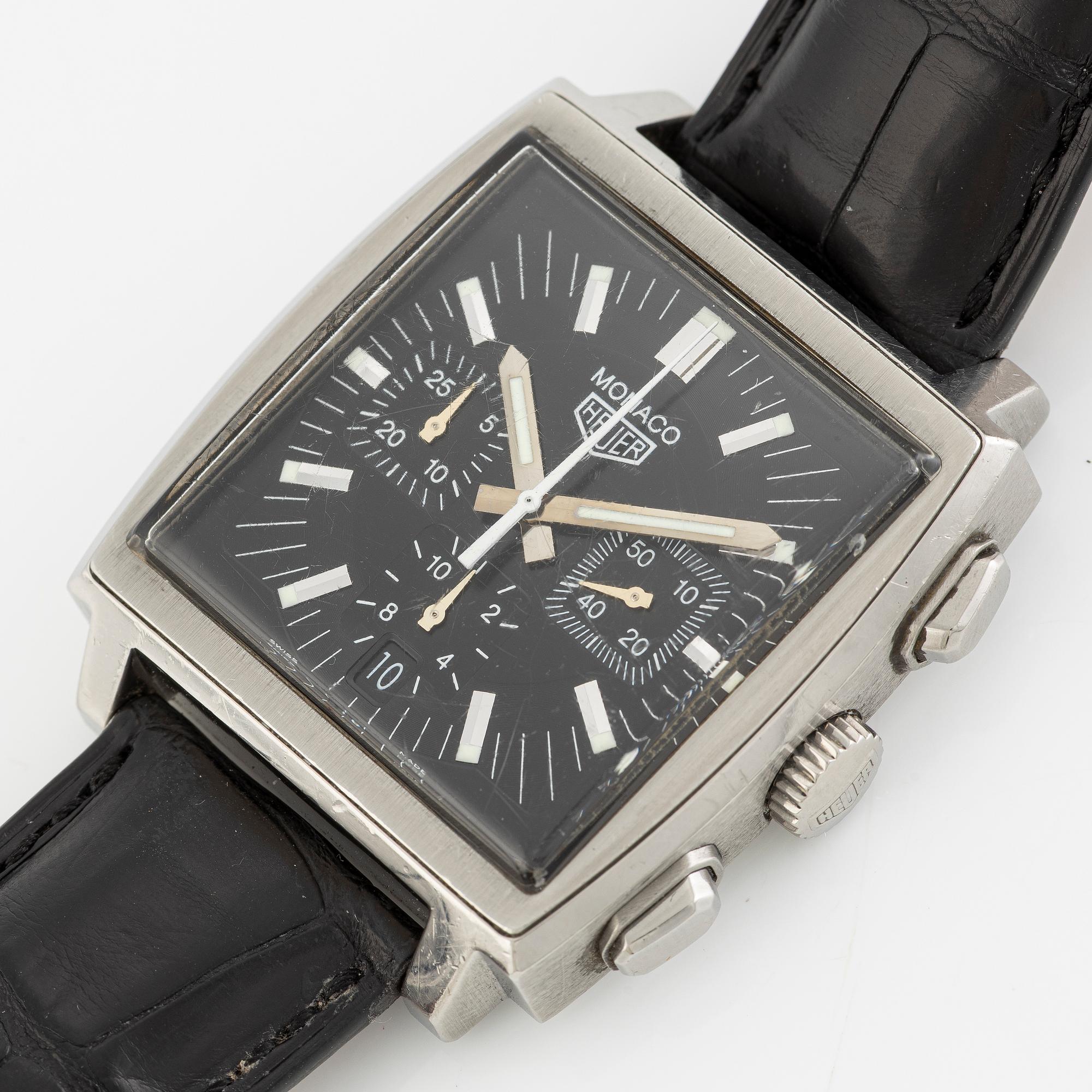 Heuer, Monaco, by Tag Heuer, armbandsur, kronograf, 38 x 38 (46,5) mm.