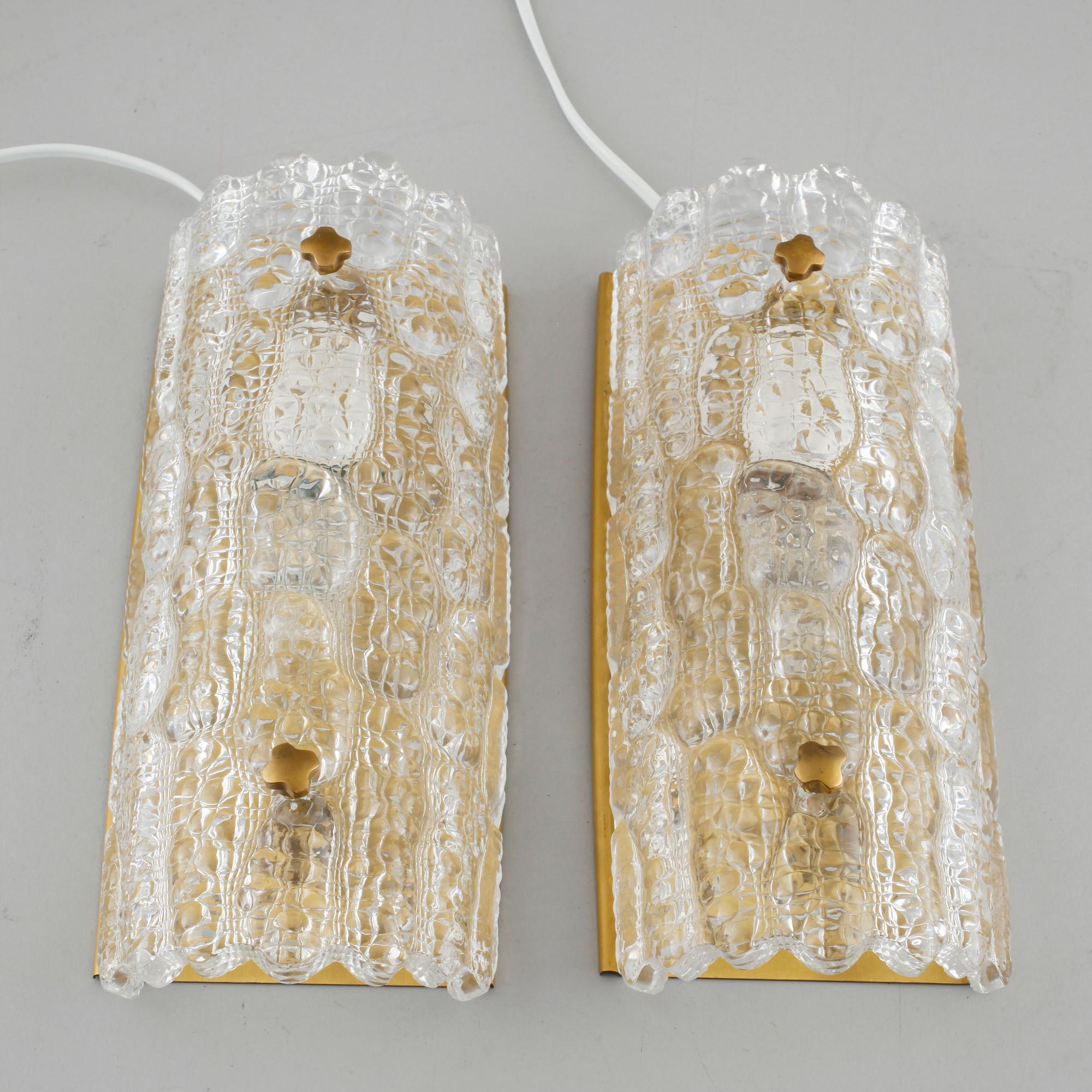 A pair of wall lamps by Carl Fagerlund for Orrefors, second half of the 20th century.