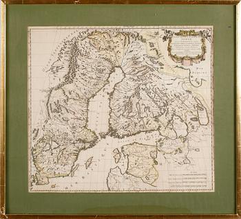 KARTA, kopparstick, kolorerad, S. Sanson, Paris 1669.