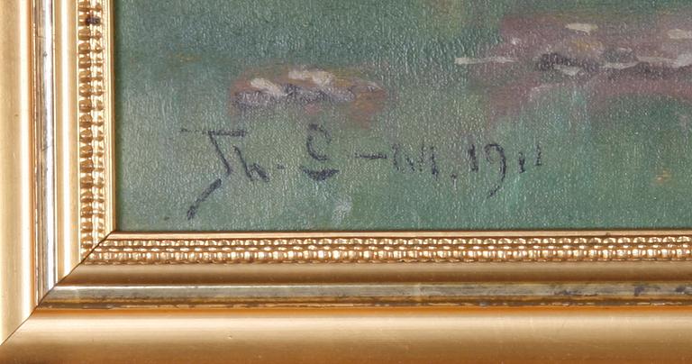 SANDSTRÖM, THERESIA. Olja på duk. Sign o dat -1911.