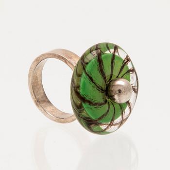 Monica Backström, Necklace and Ring, Glass and Silver.