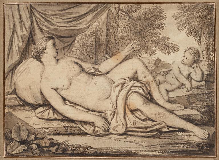 Andreas von Behn, ANDREAS VON BEHN, Indistingtly signed and dated 1724. Ink wash 13 x 17.5 cm.